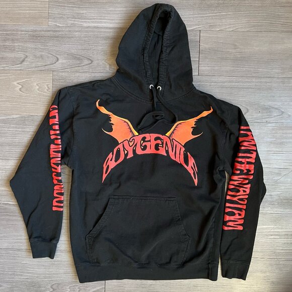 Boygenius Band AOP Black Demon Hoodie Not Strong Enough Size L - Picture 1 of 3